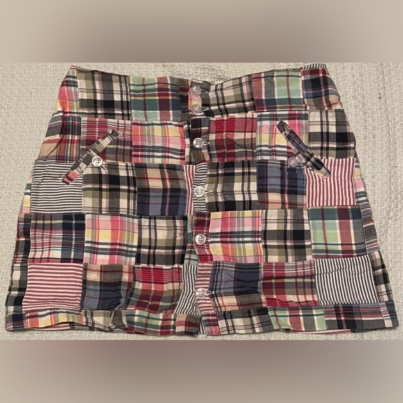 PINK PINEAPPLE multicolored multicolor plaid button front mini skirt 4 Small S - Picture 1 of 6